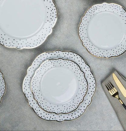 12 Piece Floral Dotty Dinner Set