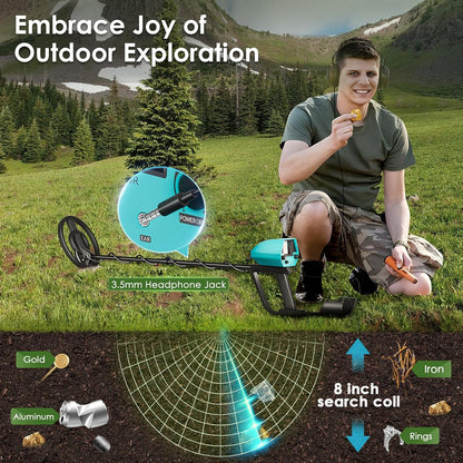 HIUYRFS Waterproof Rechargeable Metal Detector for Gold, Coins, Adjustable, All Ages