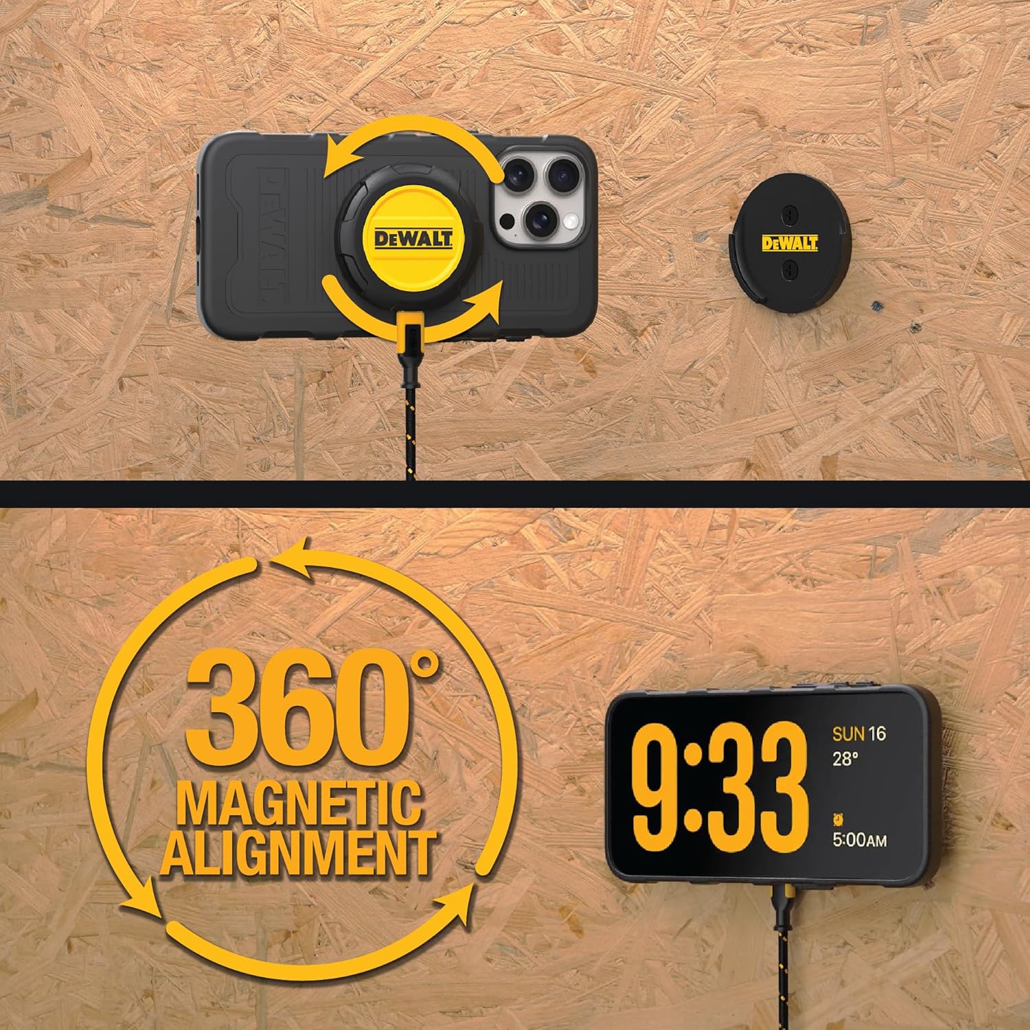 DEWALT Heavy-Duty 15W MagSafe Wireless Charger with Wall Mount