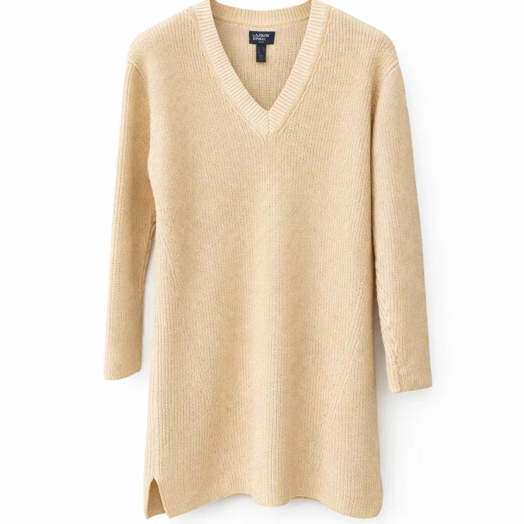 Lands' End Cotton Ribbed Knit V-Neck Jumper Dress - Gomix Brands Outlet