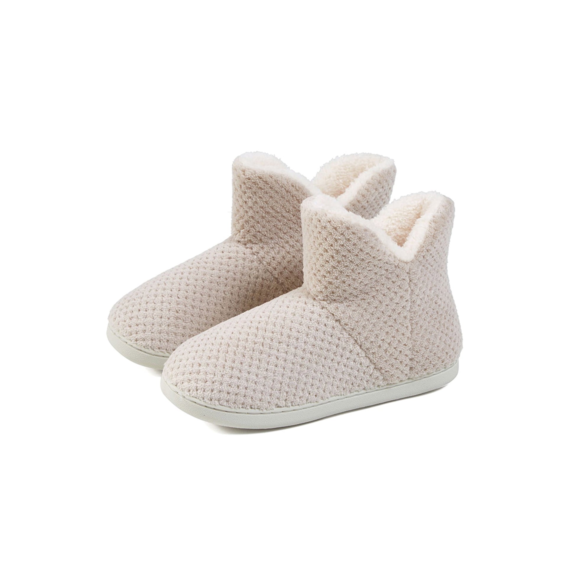 UKAP Unisex Memory Foam Warm Slipper Booties Beige Size 8.5-9