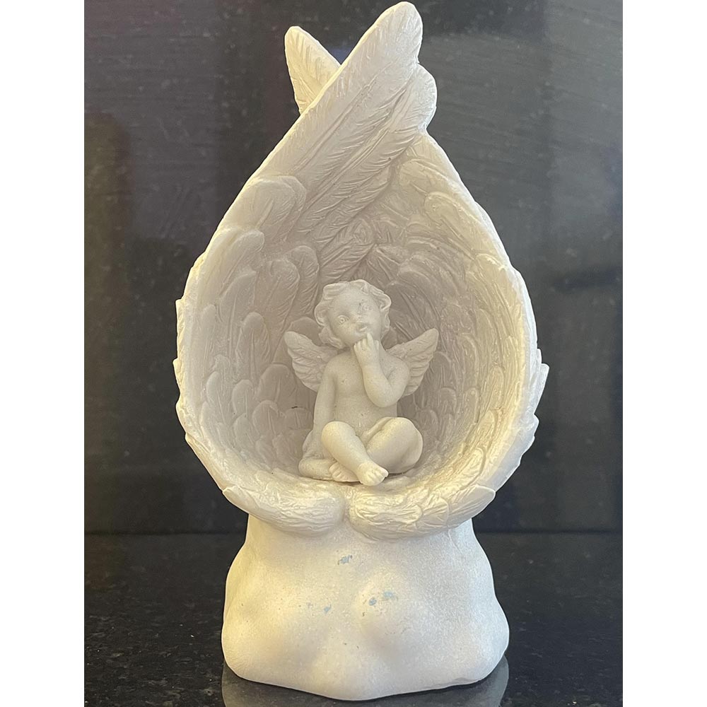 Elegant Handcrafted Angel Figurine with Wing Seating - 12cm