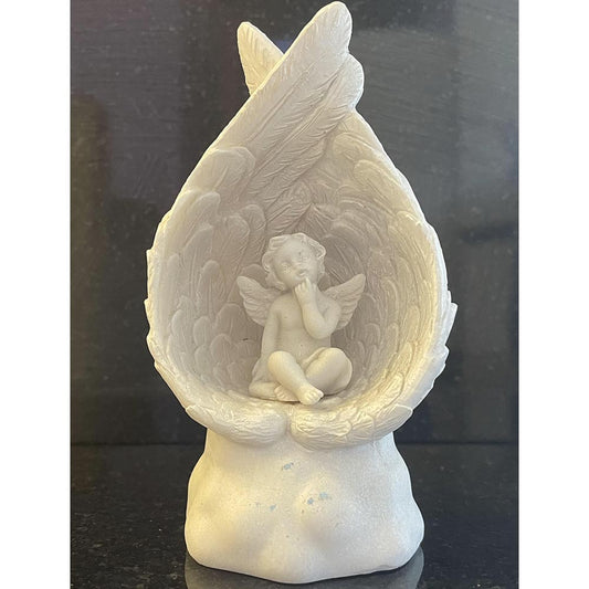 Elegant Handcrafted Angel Figurine with Wing Seating - 12cm