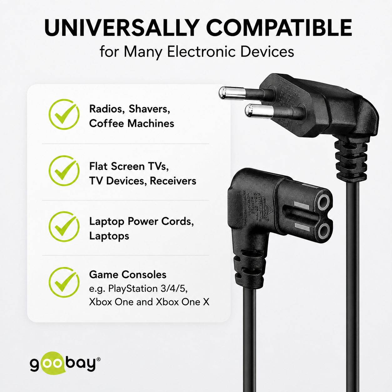 Goobay 97355 Euro Plug to C7 Power Cable 90°