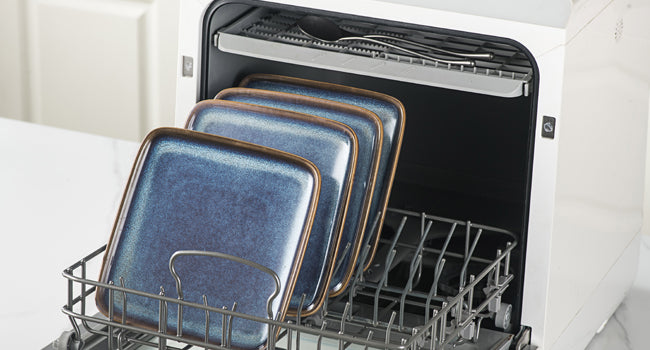 UNICASA 8-inch Square Stoneware Plates Set, Reactive Glaze, Dishwasher Microwave Safe