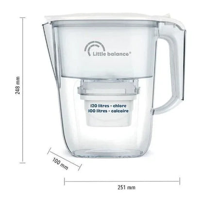 Little Balance 2.5L Water Filter Carafe, 3 Cartridges, Limescale Chlorine Reduction - Gomix Brands Outlet