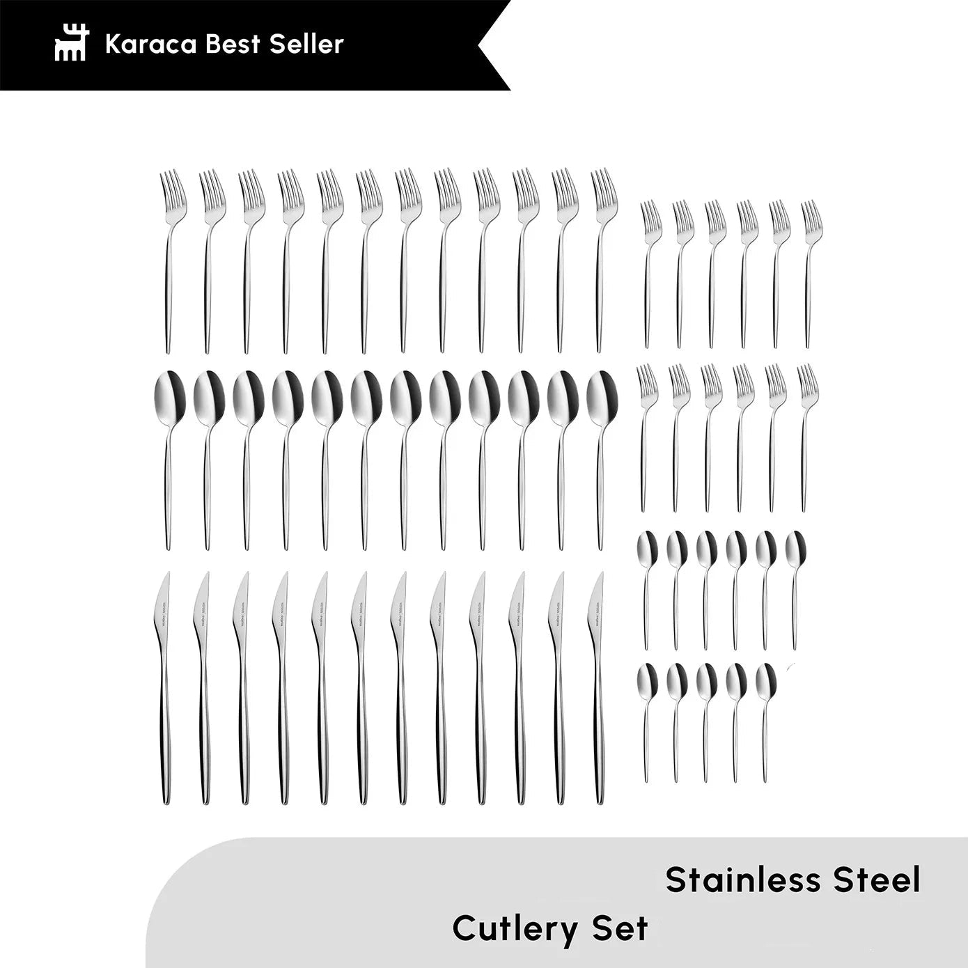 Karaca Lizbon 60-Piece Cutlery Set Platinum
