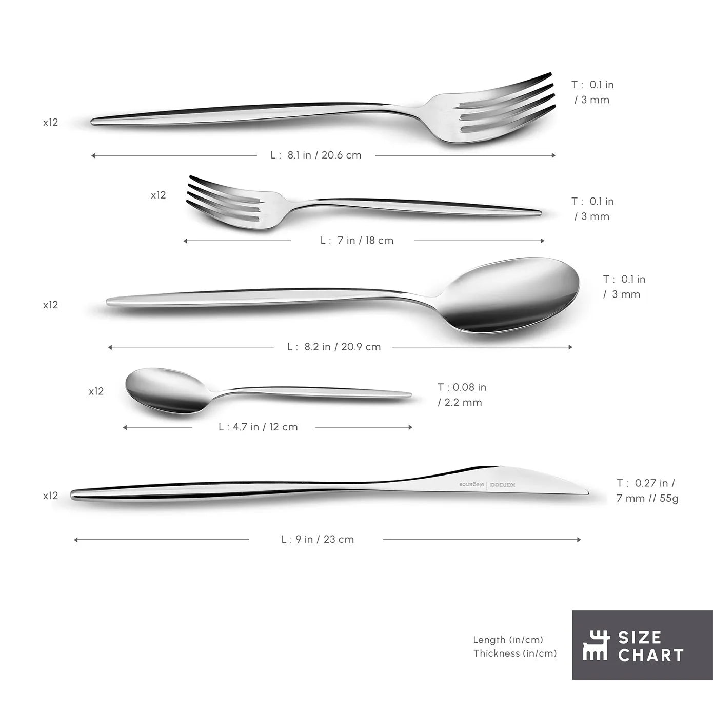 Karaca Lizbon 60-Piece Cutlery Set Platinum