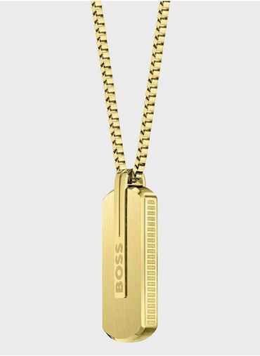 Elegant Luxury Gold-Plated BOSS Men's Statement Dogtag Necklace Accessory