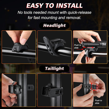 ECM USB Rechargeable Front and Tail Bike Light Set