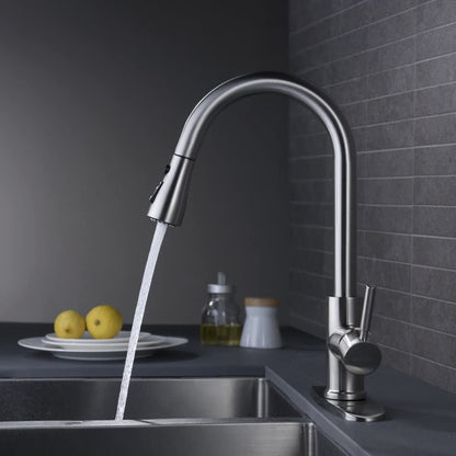 PHANCIR High-Arc Brushed Nickel Kitchen Faucet with Pull-Down Sprayer & Pause Button