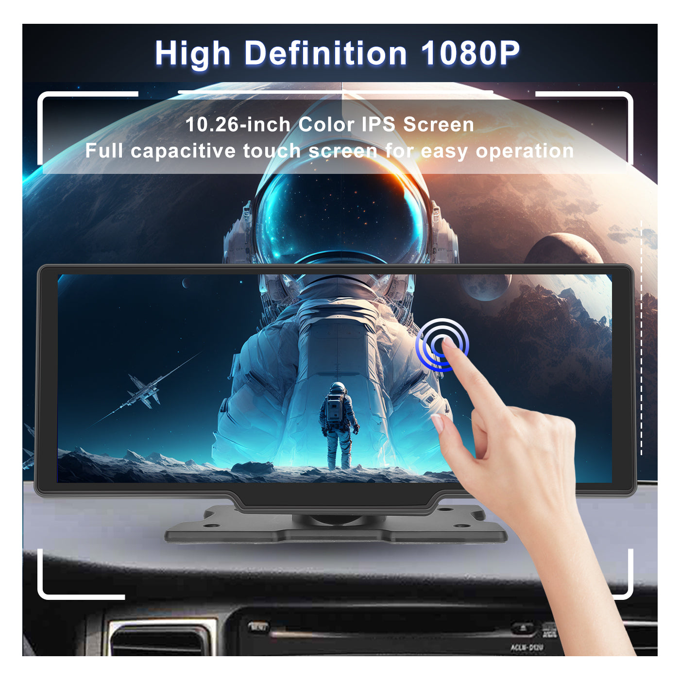 PODOFO 9.3‑Inch Wireless CarPlay & Android Auto Plug‑Play Screen