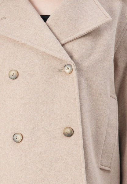 Chic Selected Femme SLFALMA Sandshell Double-Breasted Wool Blend Short Coat Jacket