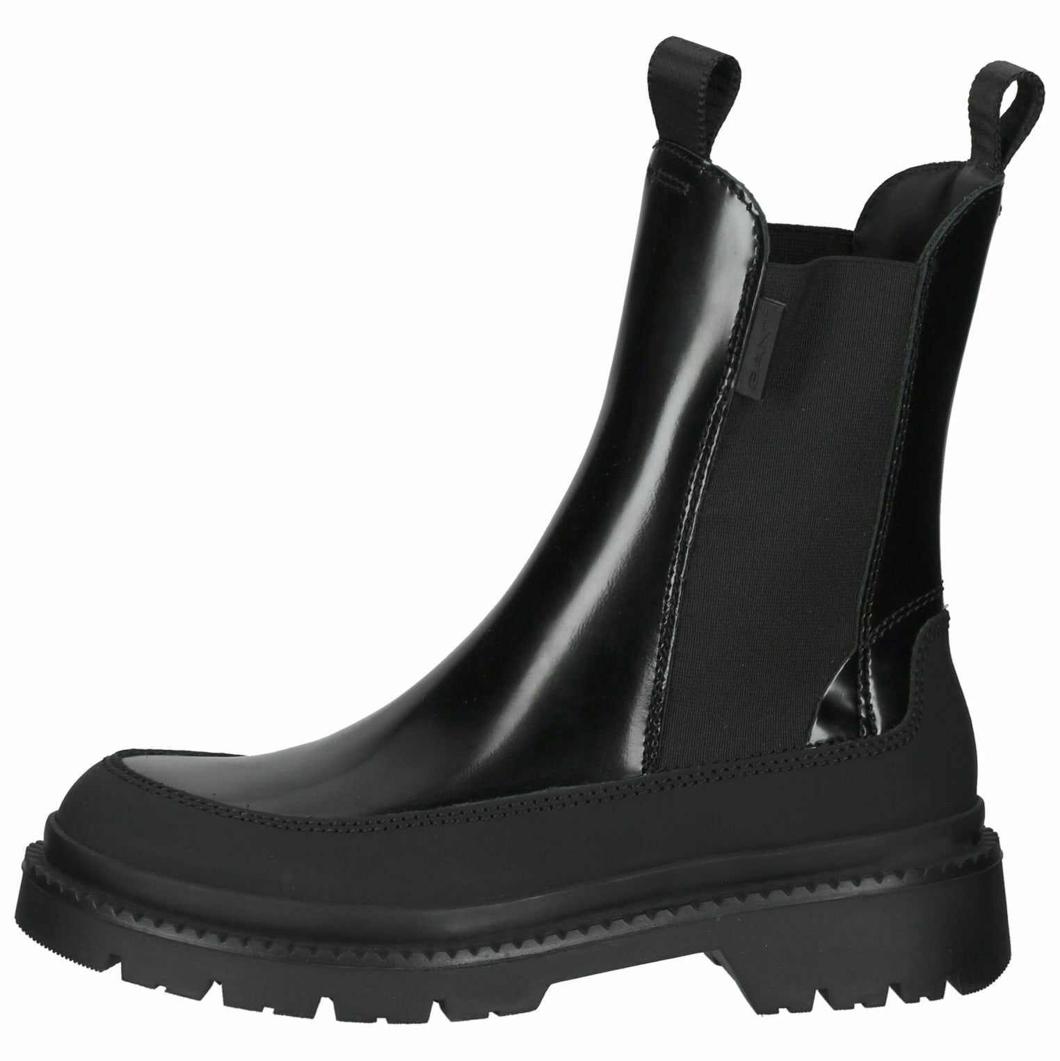 GANT PREPNOVO Women's Classic Black Patent Leather Chelsea Ankle Boots