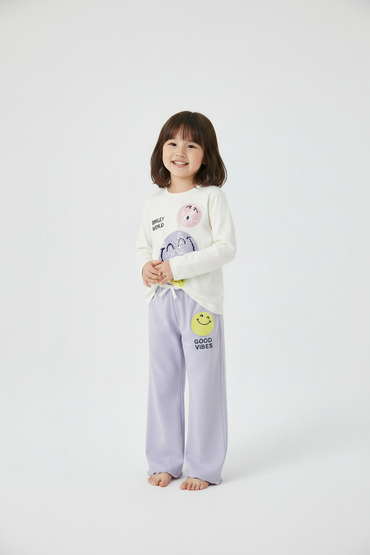 Smiley World 100% Cotton Kid's Long-Sleeve Pajamas