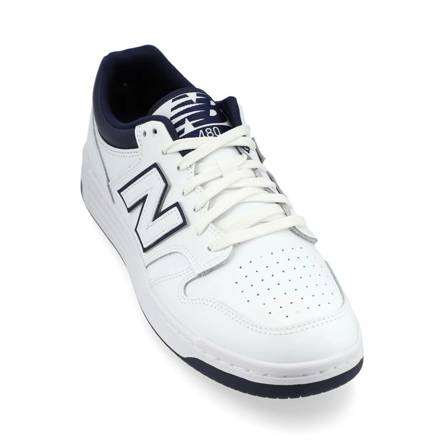New Balance 480 Classic White Navy Leather Basketball Sneakers for Men