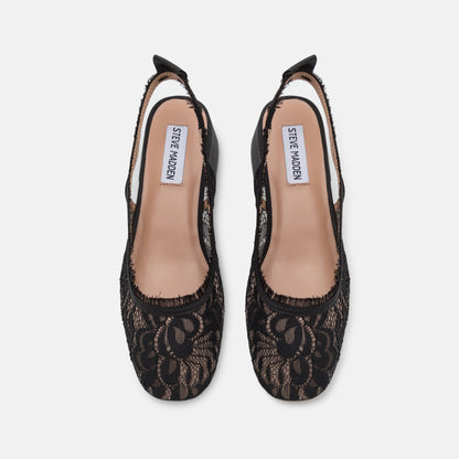 Steve Madden SMITTEN-L Black Lace Classic Heels - Elegant Pointed Toe Pump