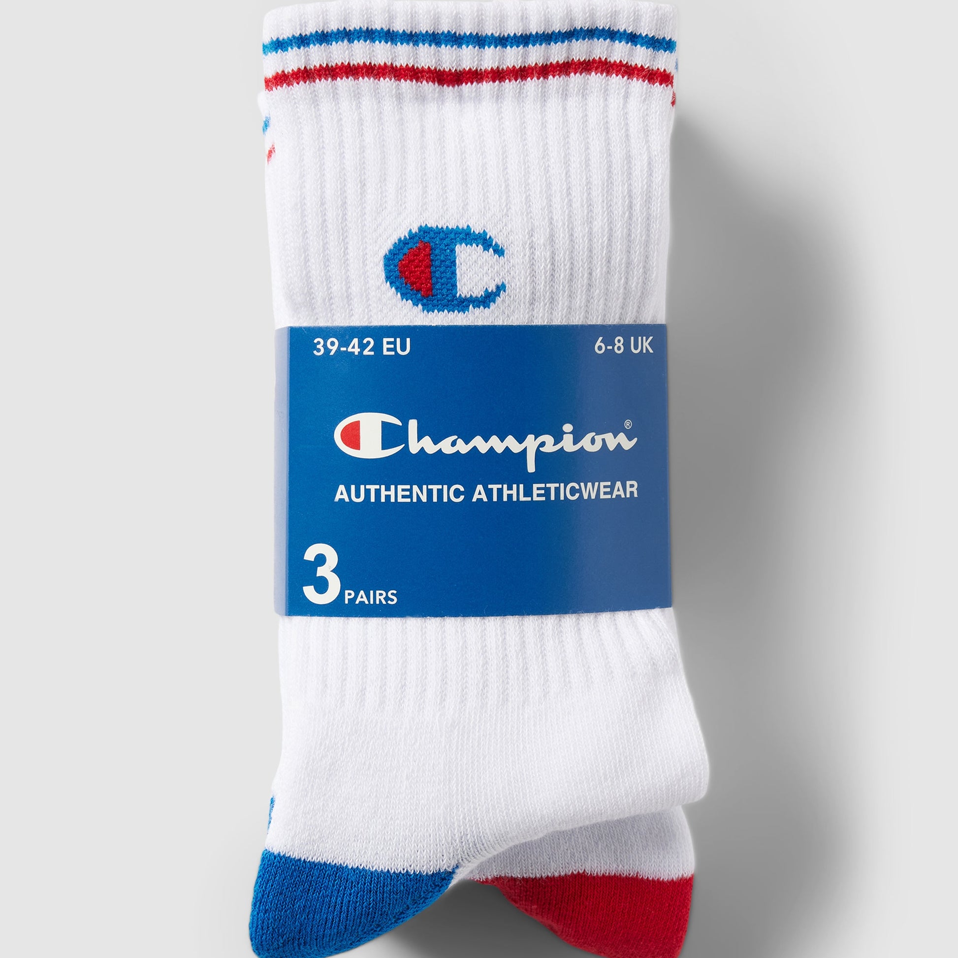 Champion Men's White Crew Socks 3-Pack - Label-Stitching Cotton Blend for Comfort