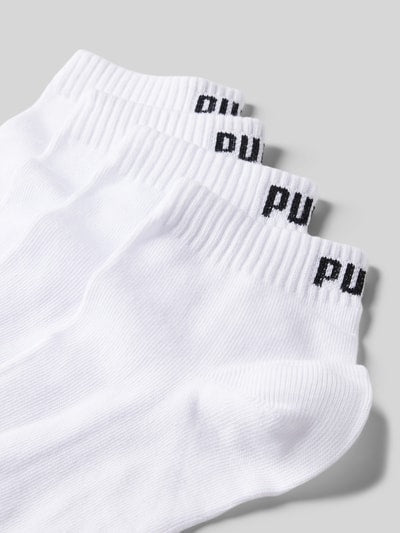PUMA Men's White Logo 4-Pack Cotton Blend Ankle Socks