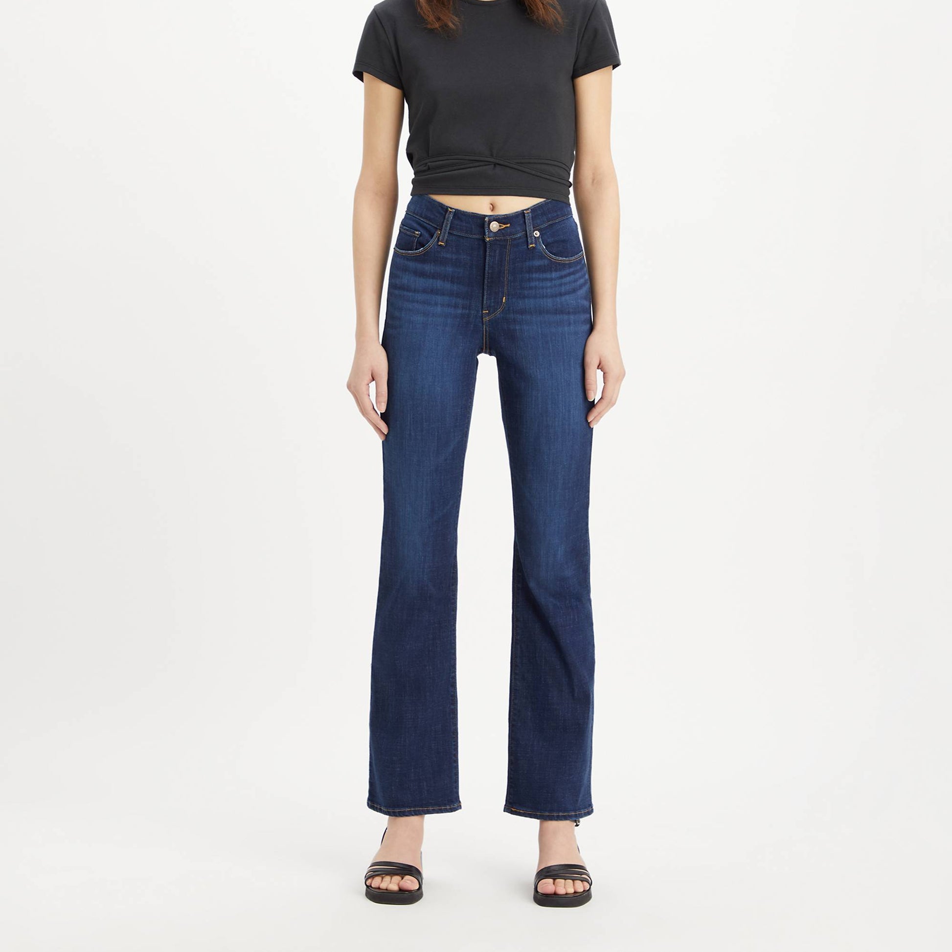 Women's Vintage Classic Bootcut Jeans: Mid-Rise, Dark Wash, Stellar Stretch Denim
