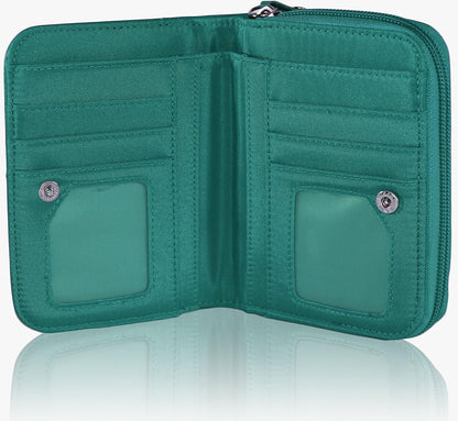 Cute Owl RFID‑Blocking Medium Blue PU Leather Clutch Wallet