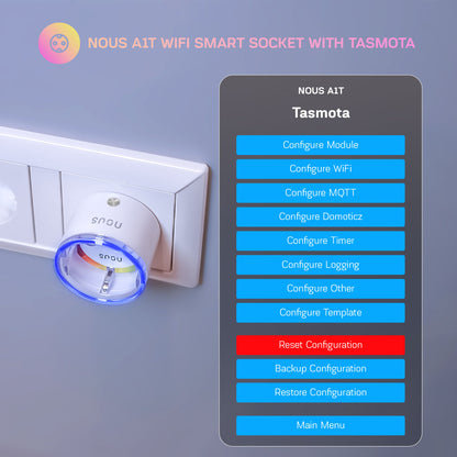 Nous A1T Tasmota Smart WiFi Socket 16A Power Monitoring Plug for Home Automation