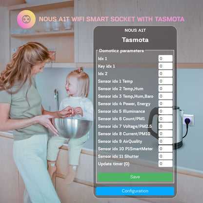 Nous A1T Tasmota Smart WiFi Socket 16A Power Monitoring Plug for Home Automation