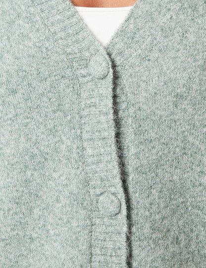 VERO MODA Women's Button-Front Wool-Blend Cardigan – Soft Cozy Fit