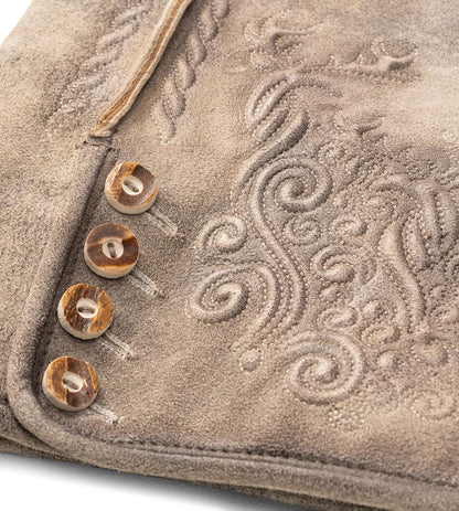 Schöneberger Vintage Wildbockleder Herren Traditional Kurz-Lederhose Ice Grey