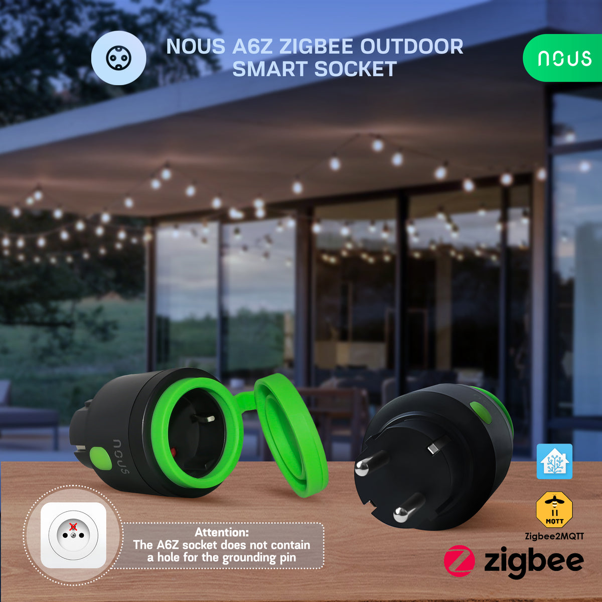 NOUS A6Z Outdoor Smart Socket ZigBee 3840W