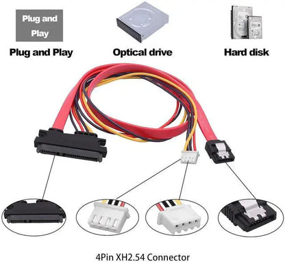 Goldendisk 22-Pin SATA Data Power Cable 2-in-1 SATA 7+15 to 7 Pin with XH2.5 4-Pin Combo Extension for Hard Disk Optical Drive PC Modding 50cm 2-Pack