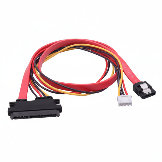 Goldendisk 22-Pin SATA Data Power Cable 2-in-1 SATA 7+15 to 7 Pin with XH2.5 4-Pin Combo Extension for Hard Disk Optical Drive PC Modding 50cm 2-Pack
