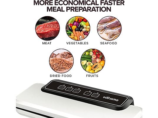 EDIHOME EDIH-0188 Compact White Vacuum Sealer for Food Preservation