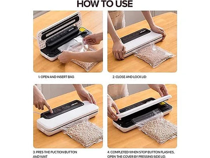EDIHOME EDIH-0188 Compact White Vacuum Sealer for Food Preservation