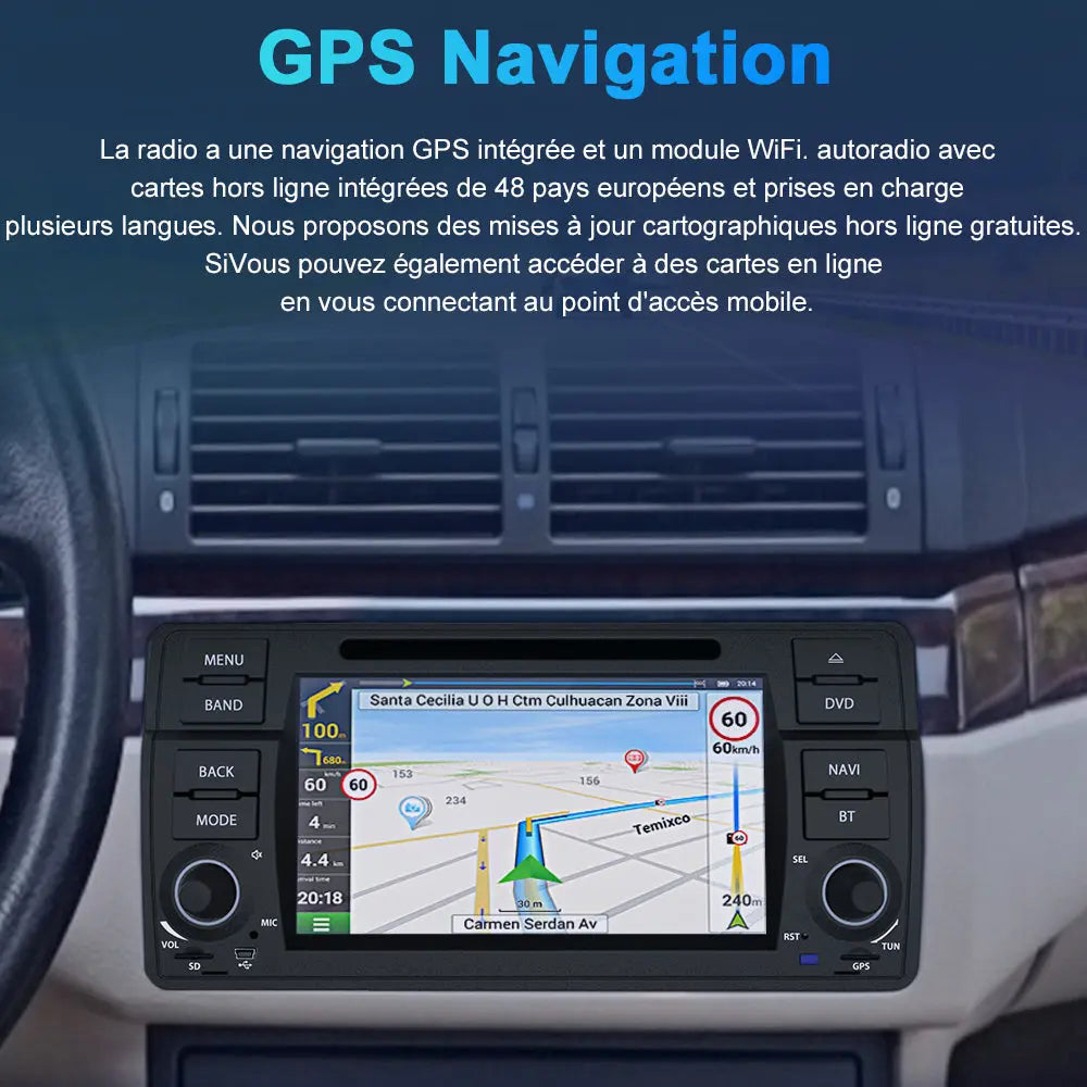 AWESAFE BMW E46 Android Car Stereo: CarPlay, Auto, GPS, WiFi, RDS