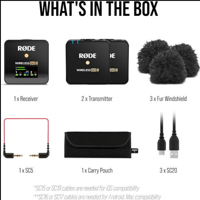 RODE Wireless GO II Dual Channel Mic – 2.4GHz, 200m Range