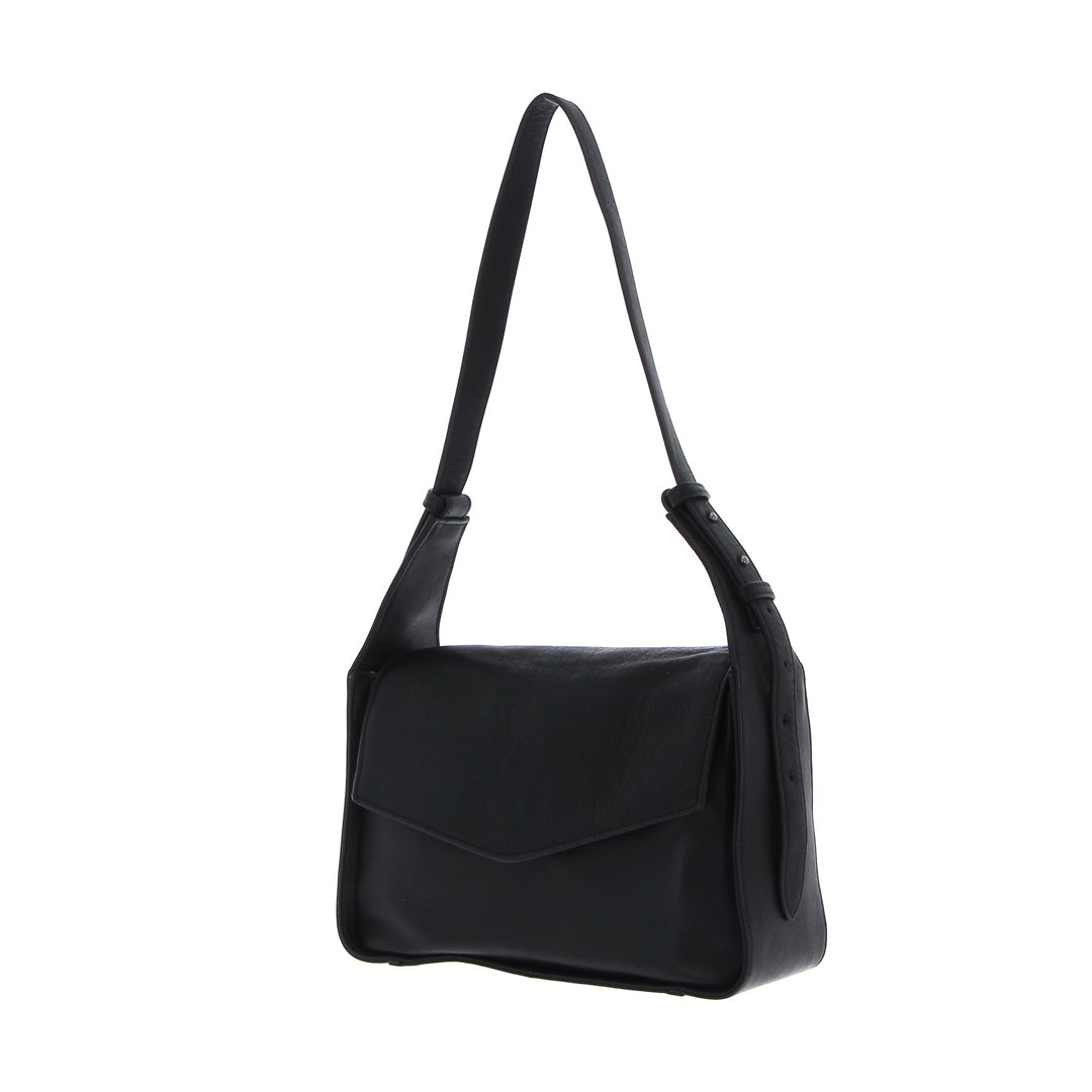 FREDsBRUDER FB Satchel Black Genuine Leather Shoulder Bag with Adjustable Strap