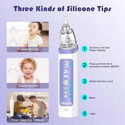 Electric Nasal Aspirator for Children 3 Suction Levels with Music and LED
