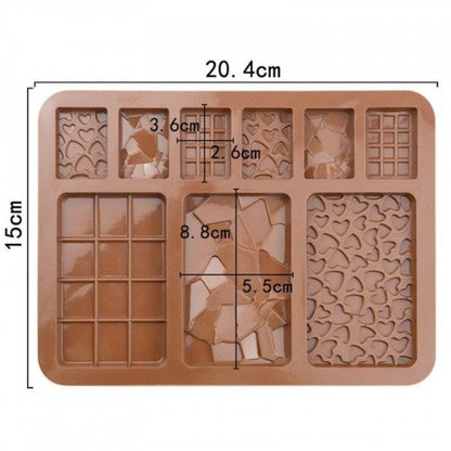Vedini 9-Cavity Multi-Shape Silicone Chocolate Bar Mold – Waffle Heart Bar