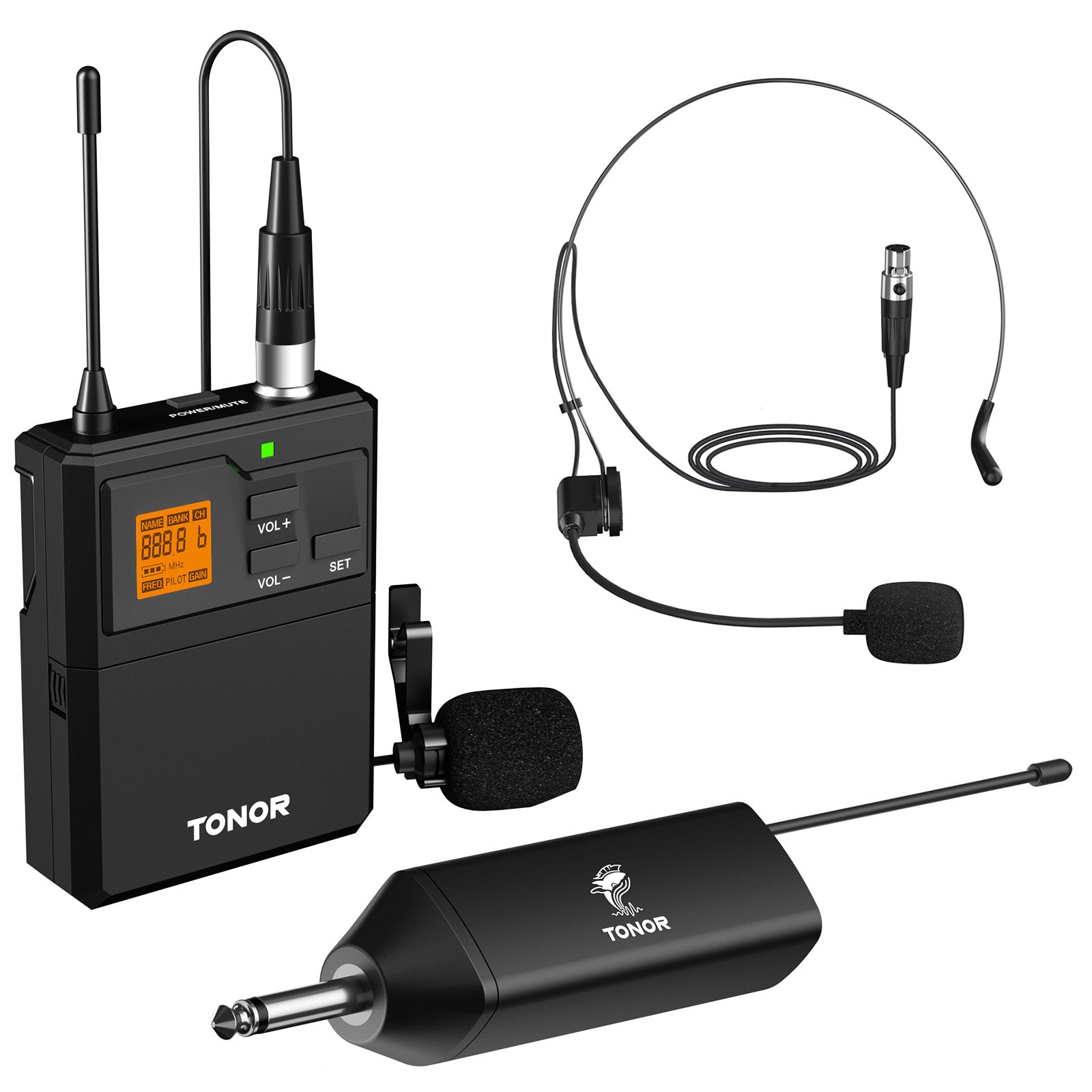 TONOR TW621 UHF Wireless Microphone System with Dual Headsets
