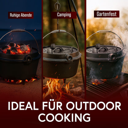 Premium Pre-Seasoned Cast Iron 7.4-Quart Dutch Oven Set with Feet & 2-in-1 Lid