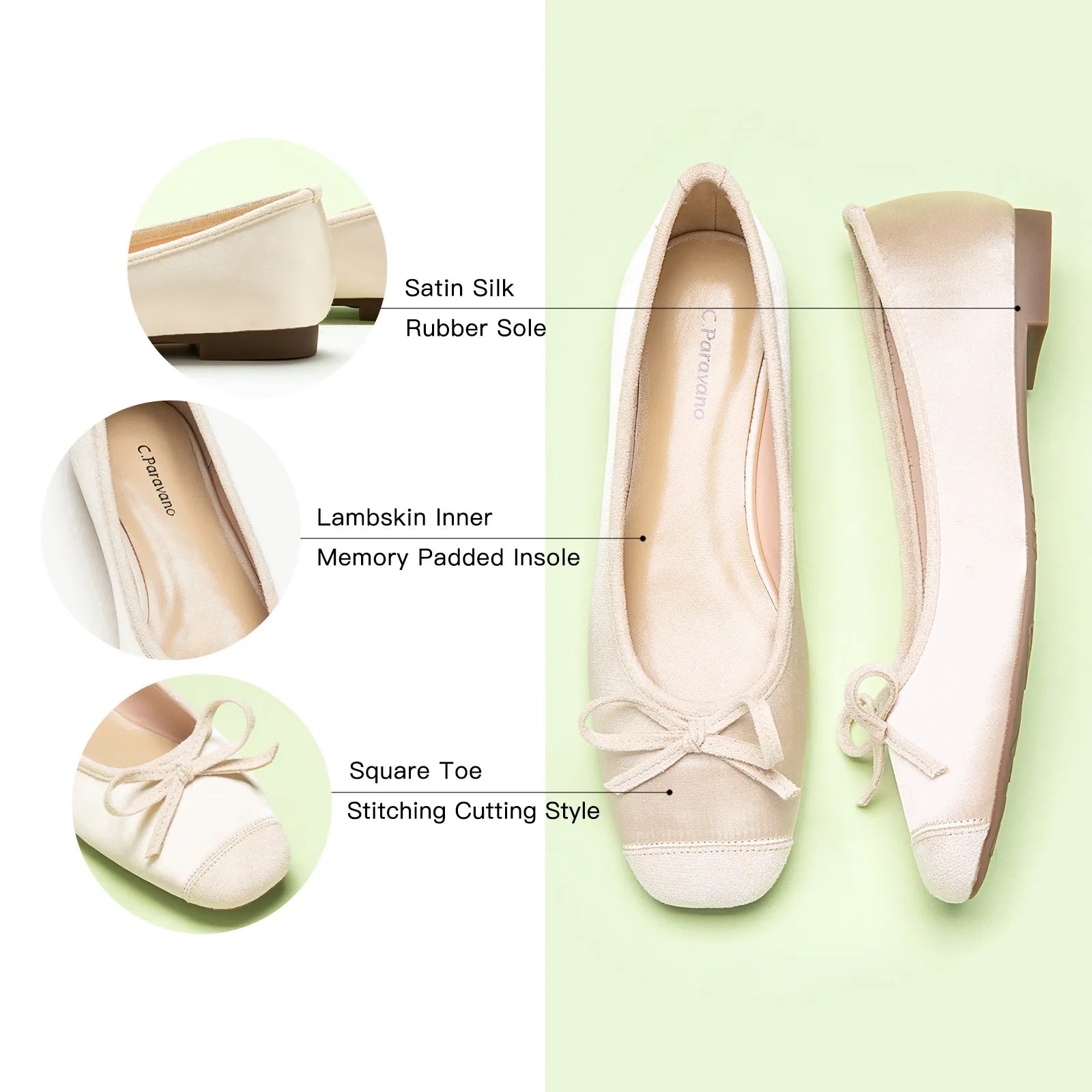 Silky Bowknot Ballet Flats Luxury Silk Slip-On Shoes