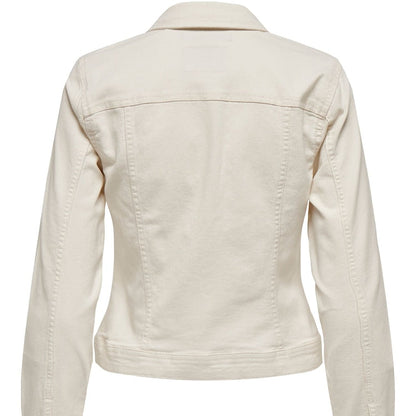 Women's ONLY Cream Denim Jacket with Button Fastening Cuffs - Stylish & Versatile