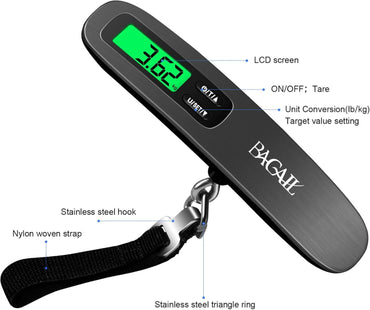 BAGAIL Digital Hanging Luggage Scale 50kg Black