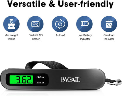BAGAIL Digital Hanging Luggage Scale 50kg Black