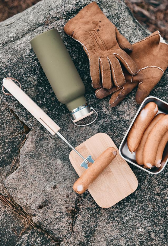 Custom Engraved Telescopic BBQ Roasting Stick - Extendable Wooden Handle Grill Fork