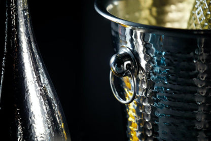 BarCraft Hammered Stainless Steel Wine Cooler | Elegant Champagne Prosecco Cava Bucket