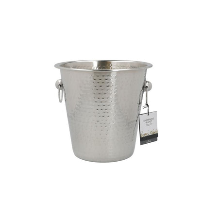 BarCraft Hammered Stainless Steel Wine Cooler | Elegant Champagne Prosecco Cava Bucket