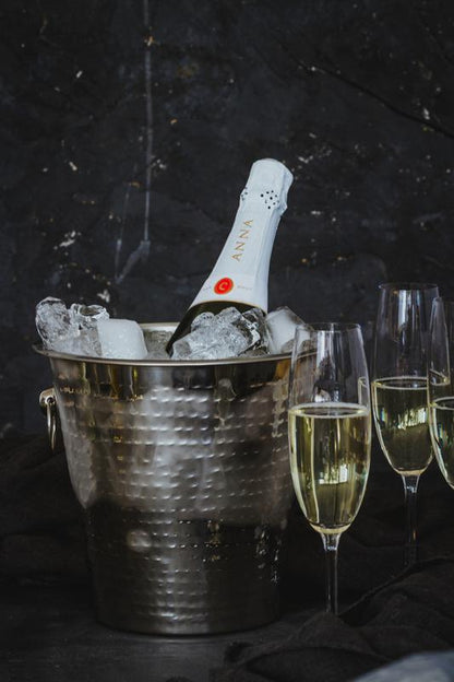 BarCraft Hammered Stainless Steel Wine Cooler | Elegant Champagne Prosecco Cava Bucket