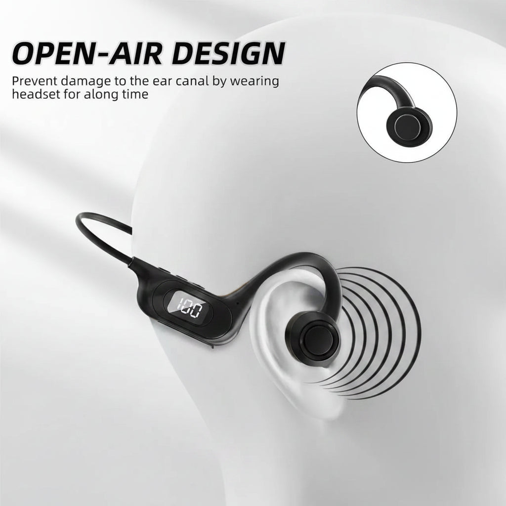 Enfain AKZ-G3 Wireless Open-Ear Headphones Air Conduction Bluetooth 5.3 30h Black